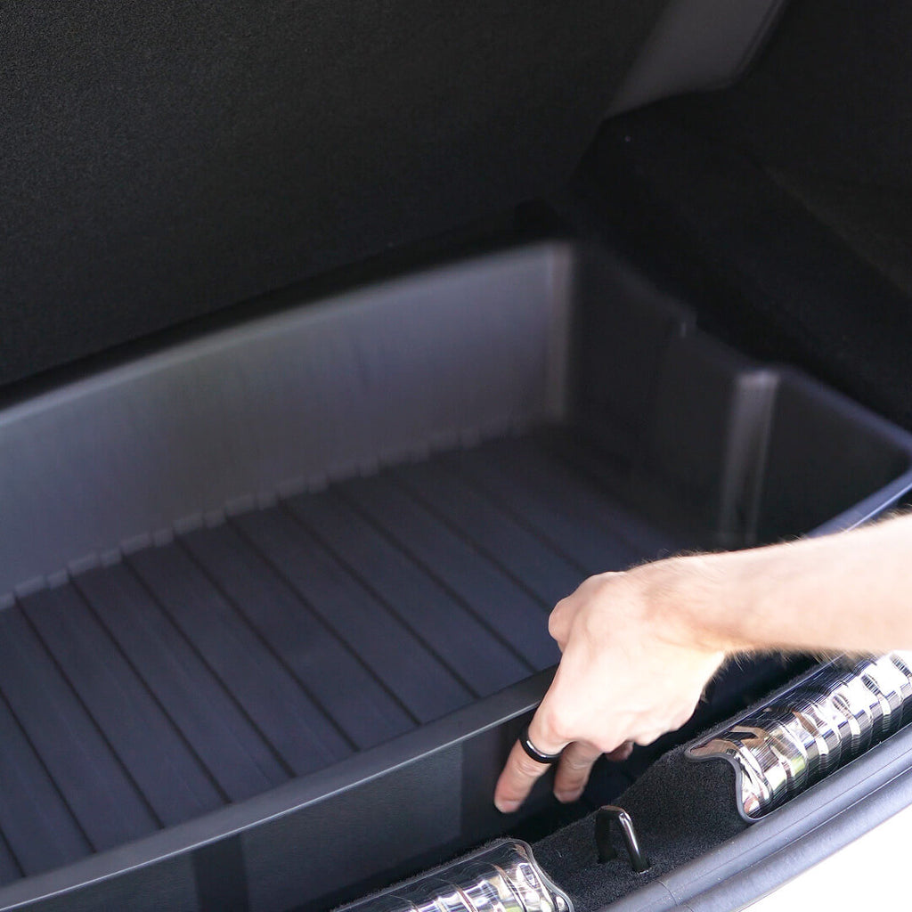 YHTAUTO 2-Piece Trunk Side Organizer For 2024 Tesla Model 3 Highland – Flocking, Waterproof, With Lids